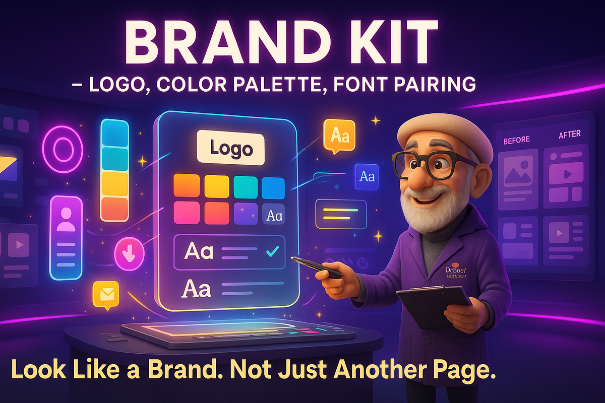 Kit de marca: logotipo, paleta de colores y paquete de identidad tipográfica