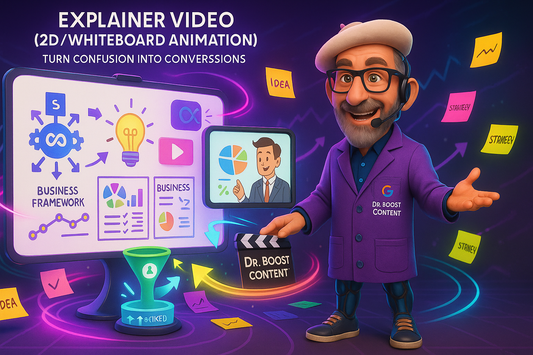 Vídeo explicativo (2D o pizarra): con guion, marca y voz en off
